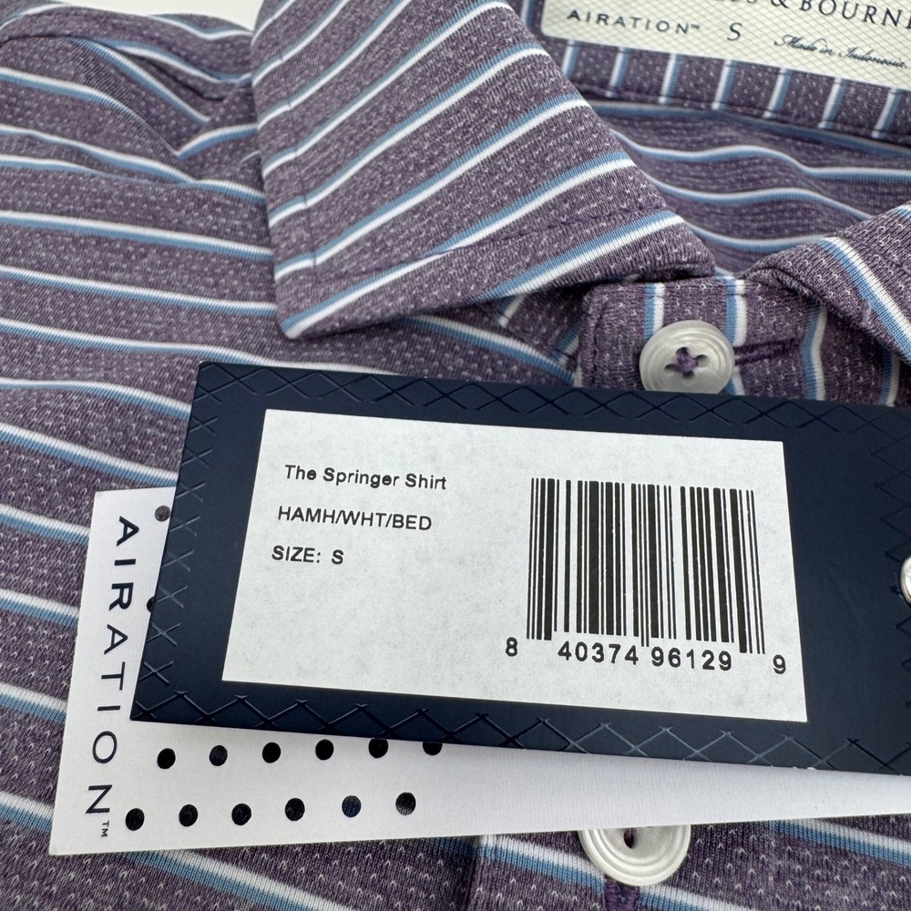 NWT Holderness & Bourne Polo The Springer Shirt Purple Stripe Airation SMALL - Picture 3 of 8